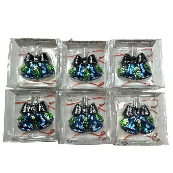 NFL Carolina Panthers Football Bell Glitter Christmas Holiday Ornaments Set of 6 - Picture 3 of 8